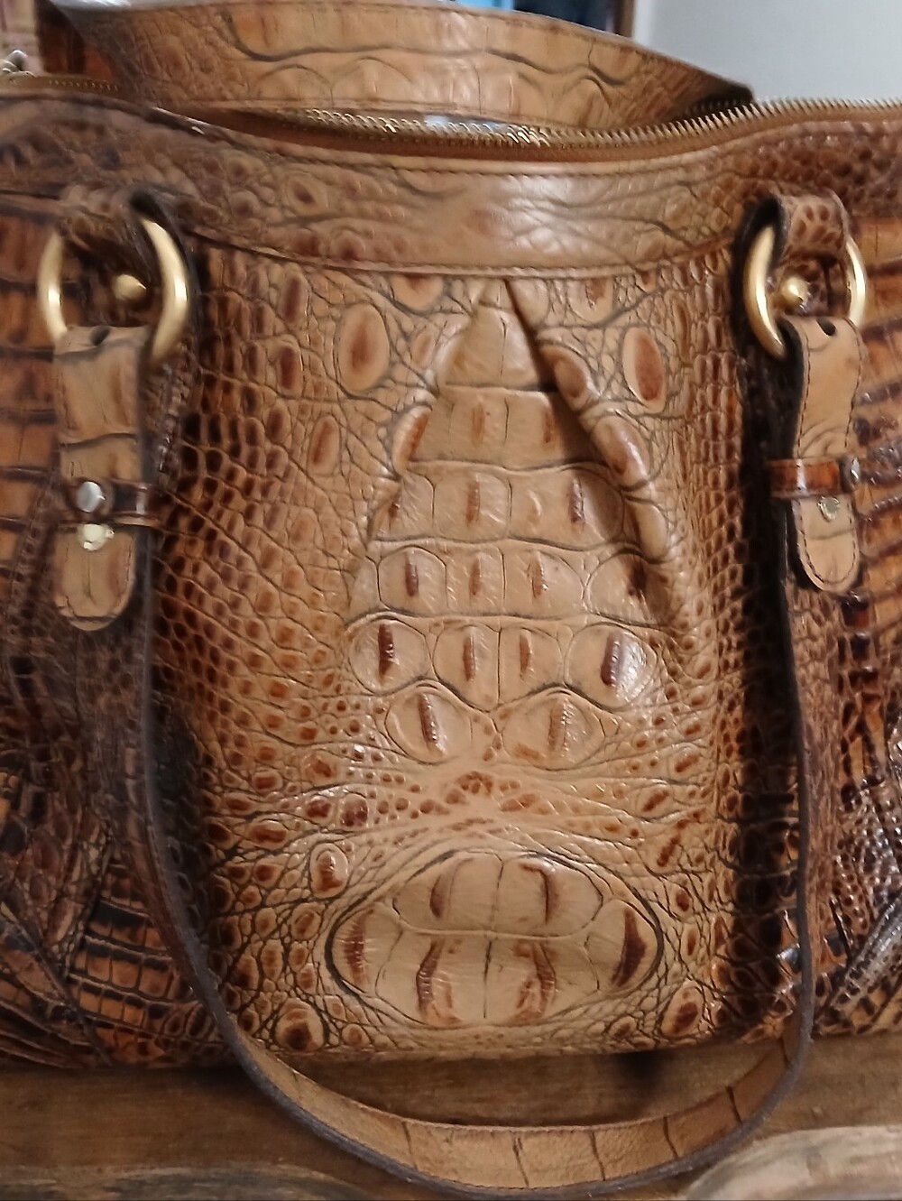 Brahmin Brown Croc-Embossed Satchel - Picture 13 of 16